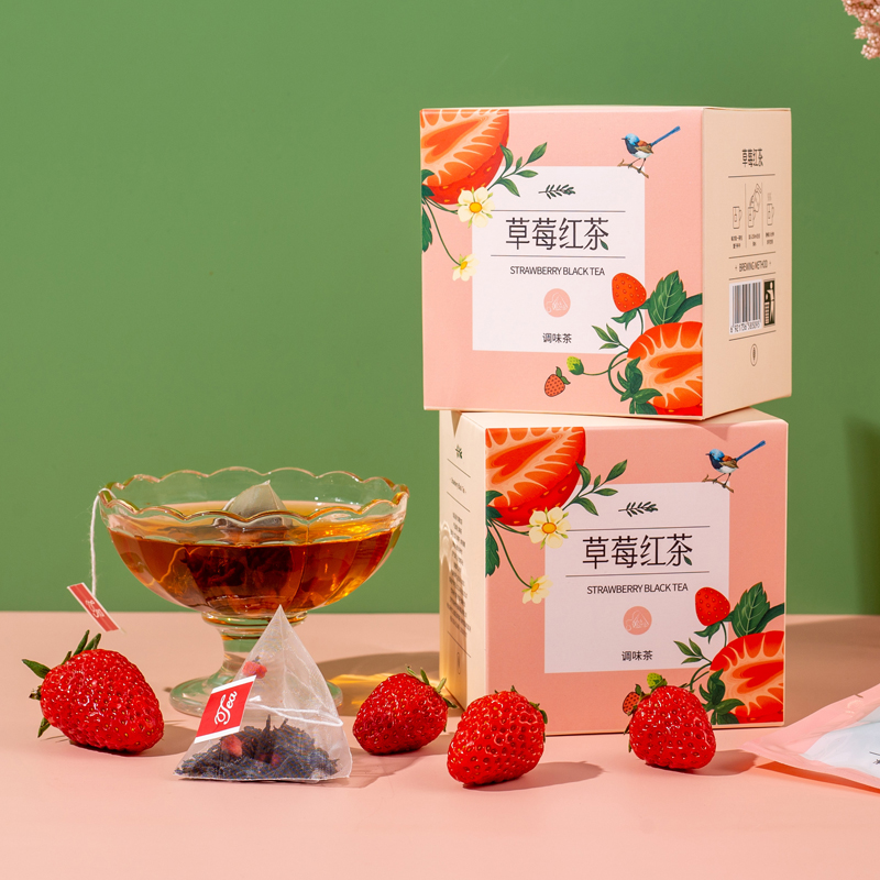 【国内贸易】草莓红茶+茉莉绿茶+蜜桃乌龙茶 水果茶茶包冷泡茶泡水喝的东西组合装3盒(图2)