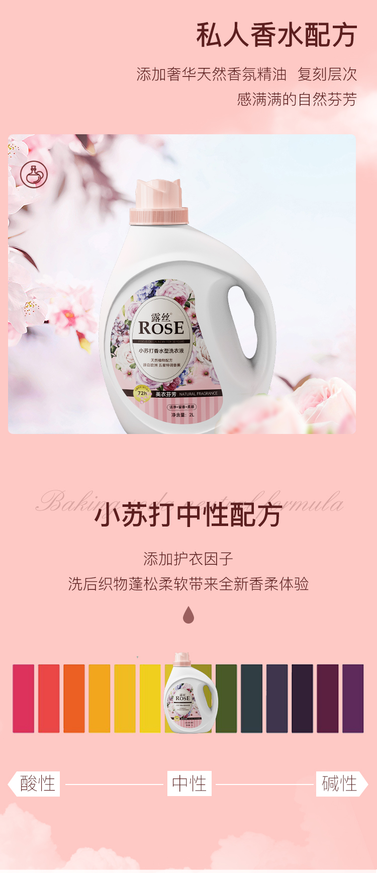 【国内贸易】ROSE/露丝 小苏打香氛型洗衣液 4桶8袋（24斤）(图7)